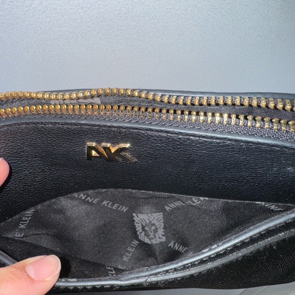 Anne Klein Black Crossbody with Gold Chain Detail - Picture 3 of 4